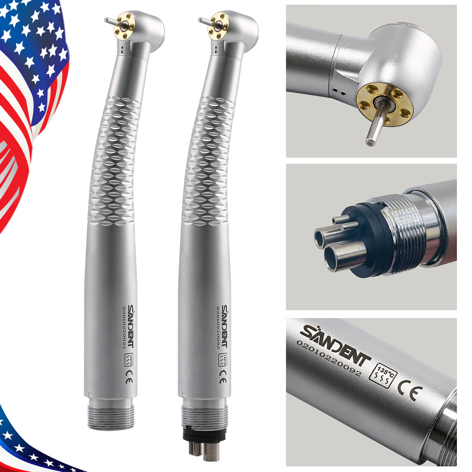 Dental High Speed LED E-generator Handpiece 45°/5 Lights Push Button 2/4Hole OR
