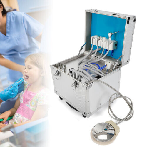 Portable Dental Delivery Unit: Rolling Box with 4 Holes Air Compressor Suction