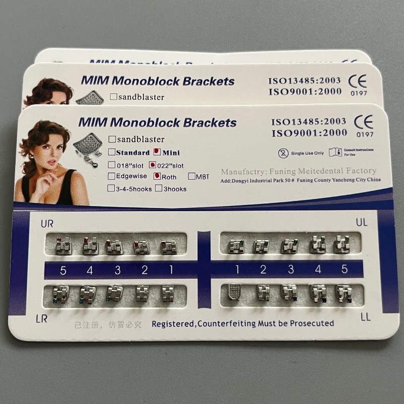 10 Sets Dental Orthodontic Metal Brackets MIM Monoblock Mini Roth 022 no hooks