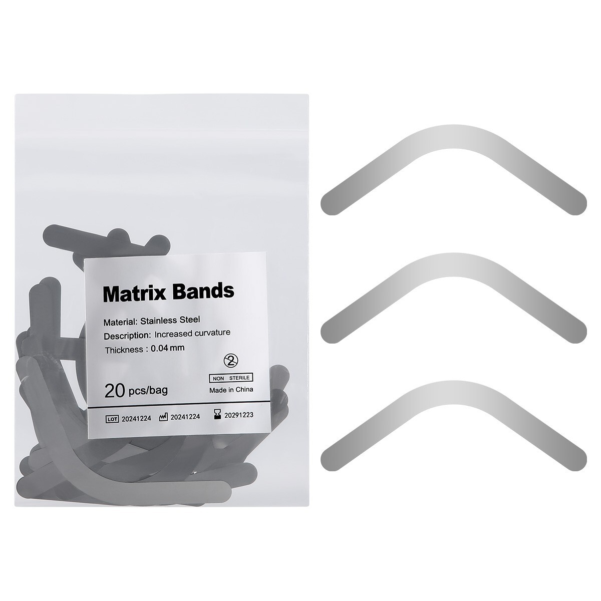 Dental Sectional Matrix System Contoured Metal Matrices Refill Matrix Bands
