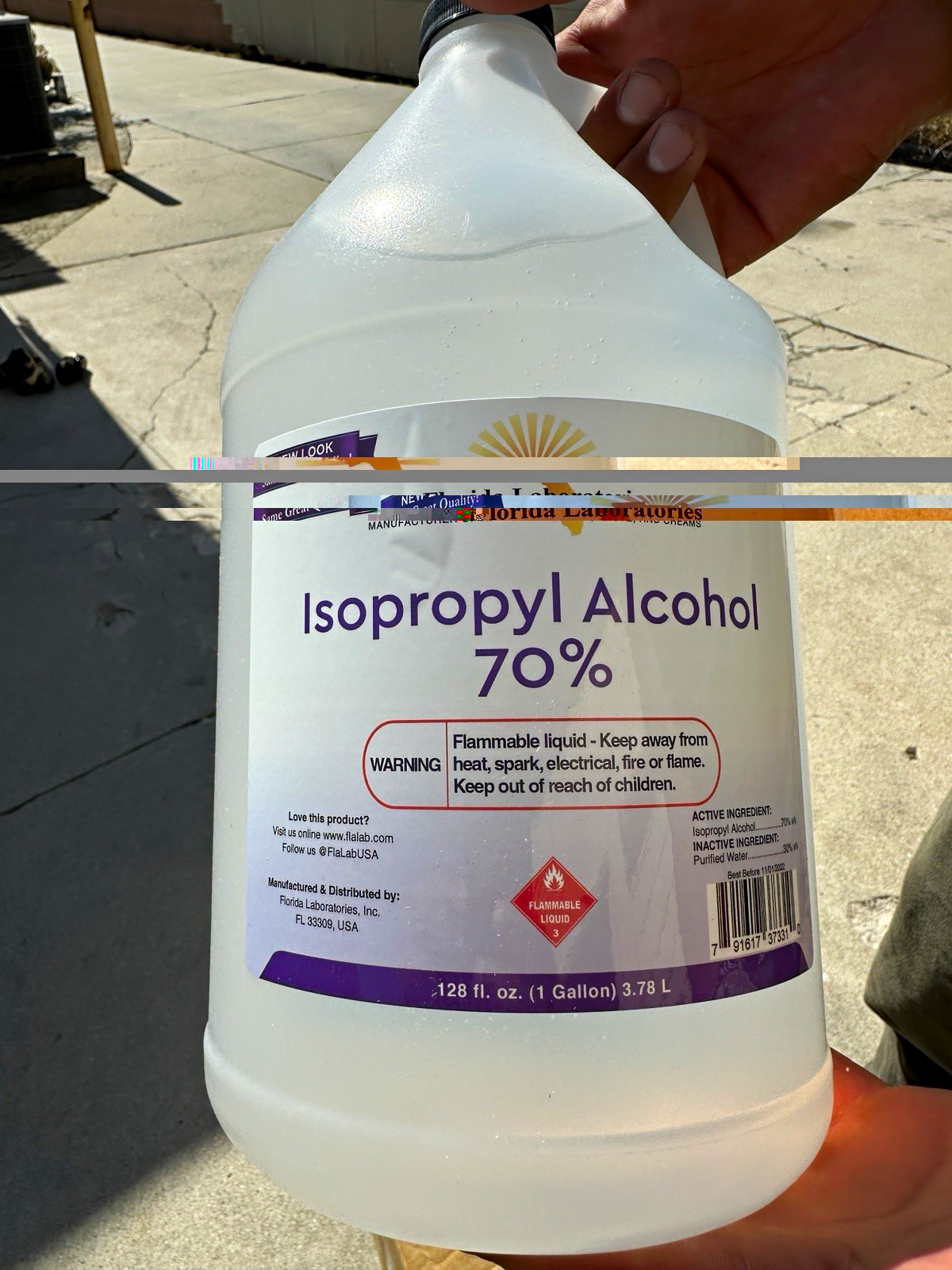 Florida Laboratories Isopropyl Alcohol 70% 1 Gallon 128 fl oz (3.78 L)