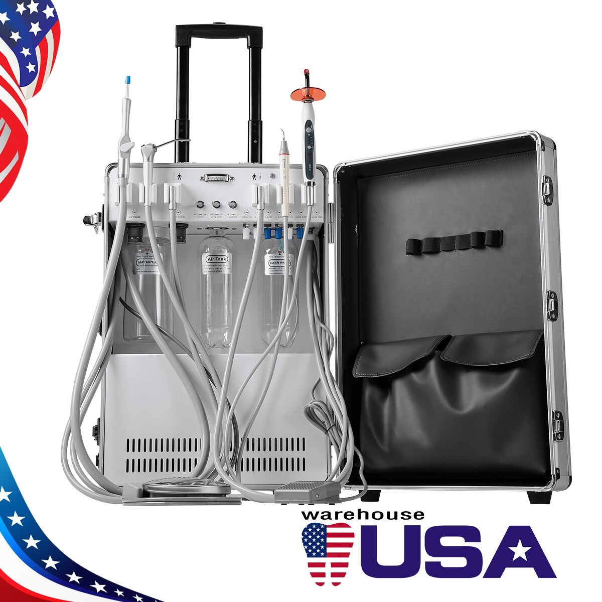 FDA Portable Dental Mobile Delivery Unit With Air Compressor Strong Suction 4H