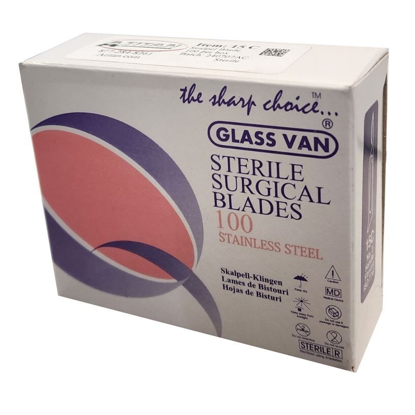 *100-Pieces* A. Titan Glass Van Surgical Blades Stainless Steel Sterile 15C