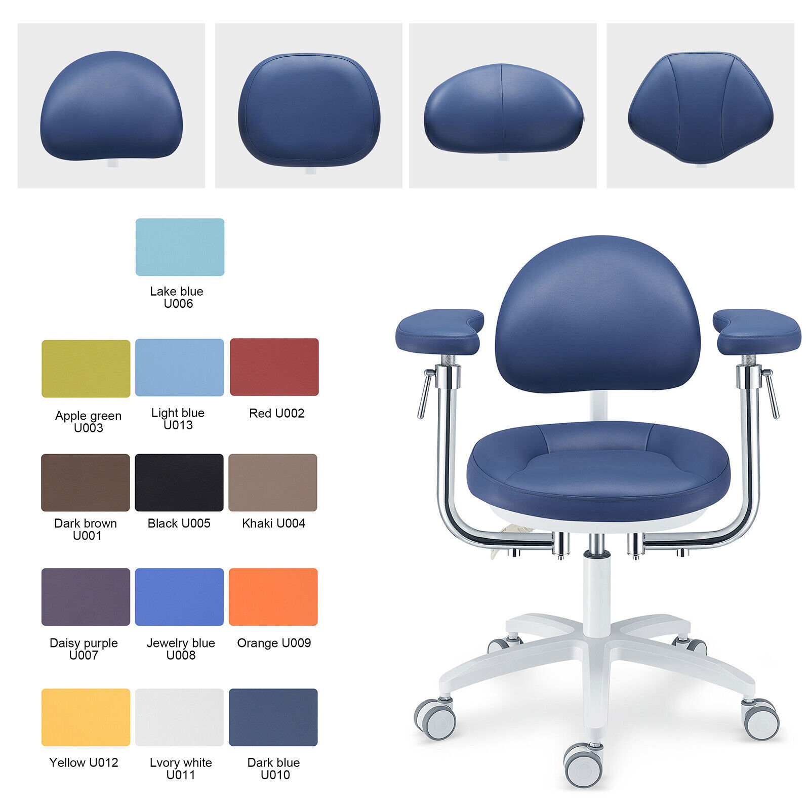 Dental Microscope Operator Stool Doctor Chair Adjustable Height with Armrest