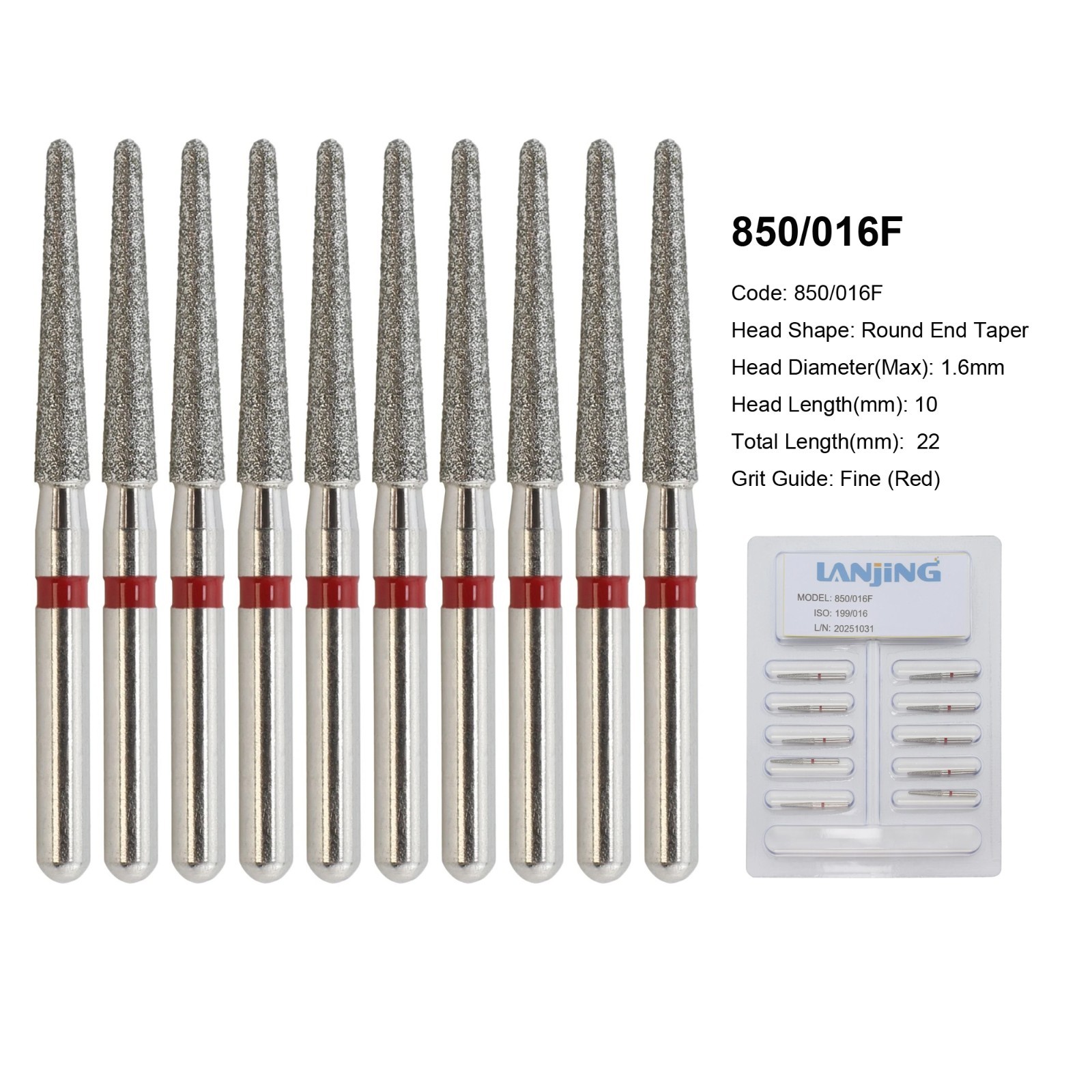 Dental Burs Diamond FG Round End Taper Football Flame Long Round Pear High Speed