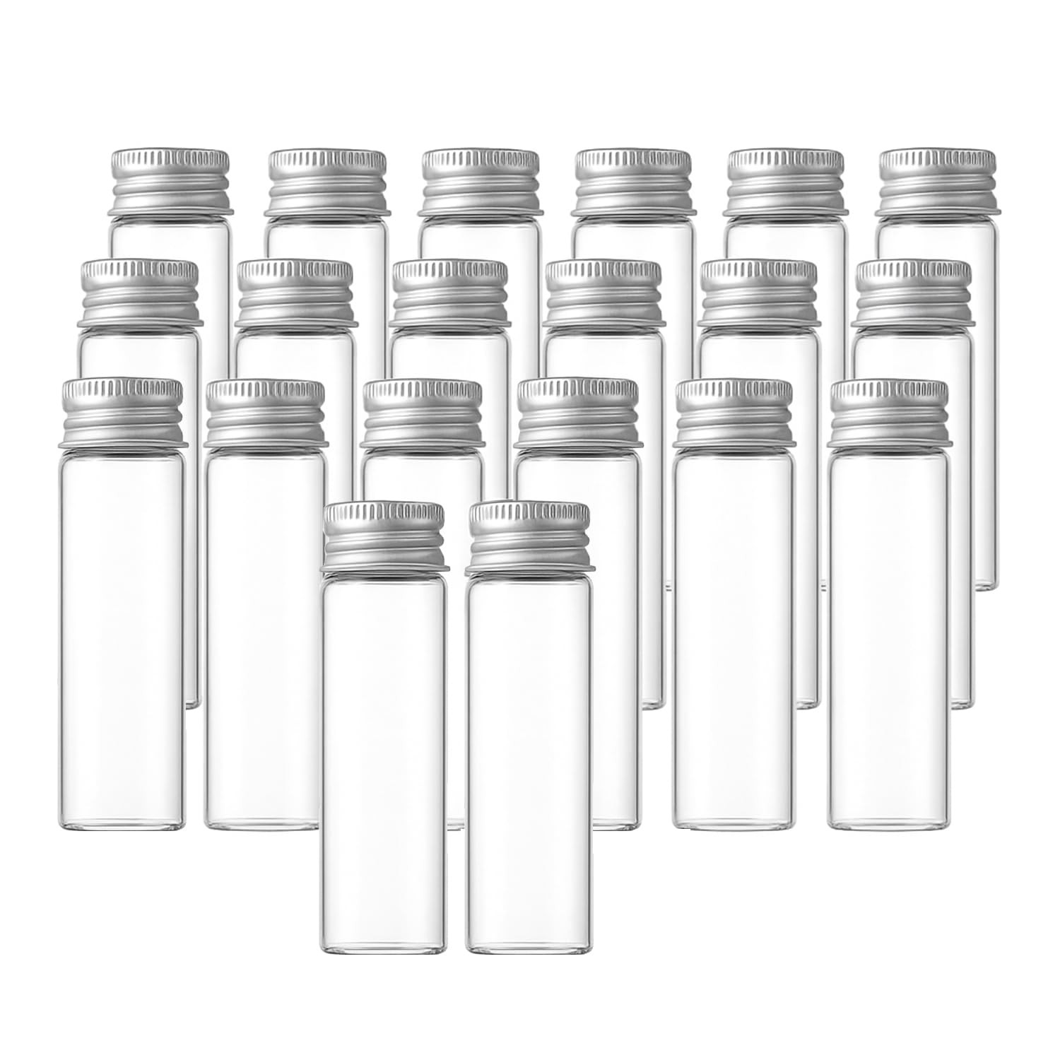 Doromy 20Pcs 15ml/0.5Oz Clear Glass Vials with Aluminum Screw Caps clear