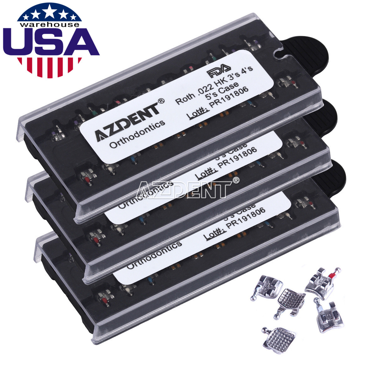 AZDENT Dental Orthodontic Brackets Braces MIM Mini Roth/MBT 018/022 Hooks 345 US