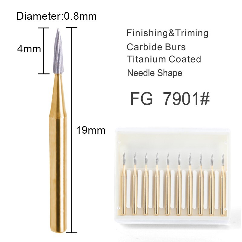 AZDENT 10 Pcs Dental Carbide Trimming & Finishing Burs FG/7406/7408/7901/7902