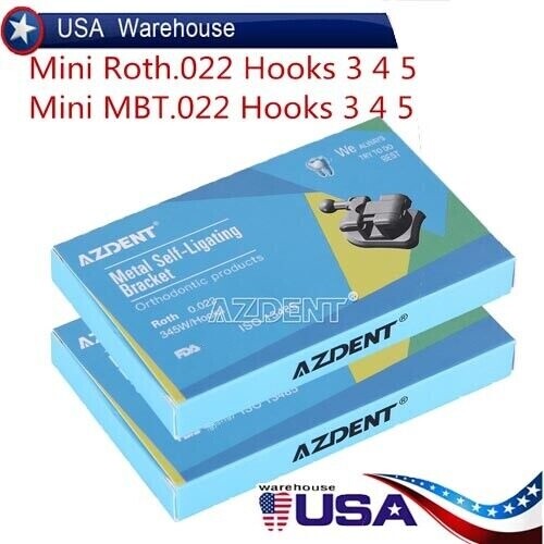 AZDENT Dental Orthodontic Self-Ligating Brackets Braces Roth/MBT .022 Hook 3 4 5
