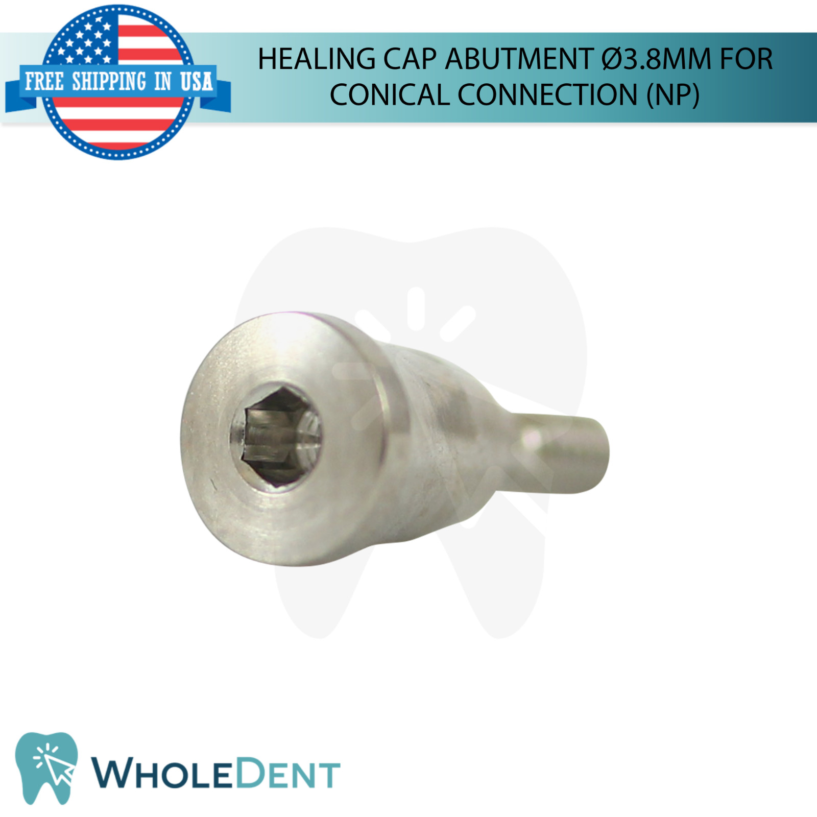 10x Dental Healing Cap Ø3.8mm Narrow Platform Conical Connection Hex 2.25mm