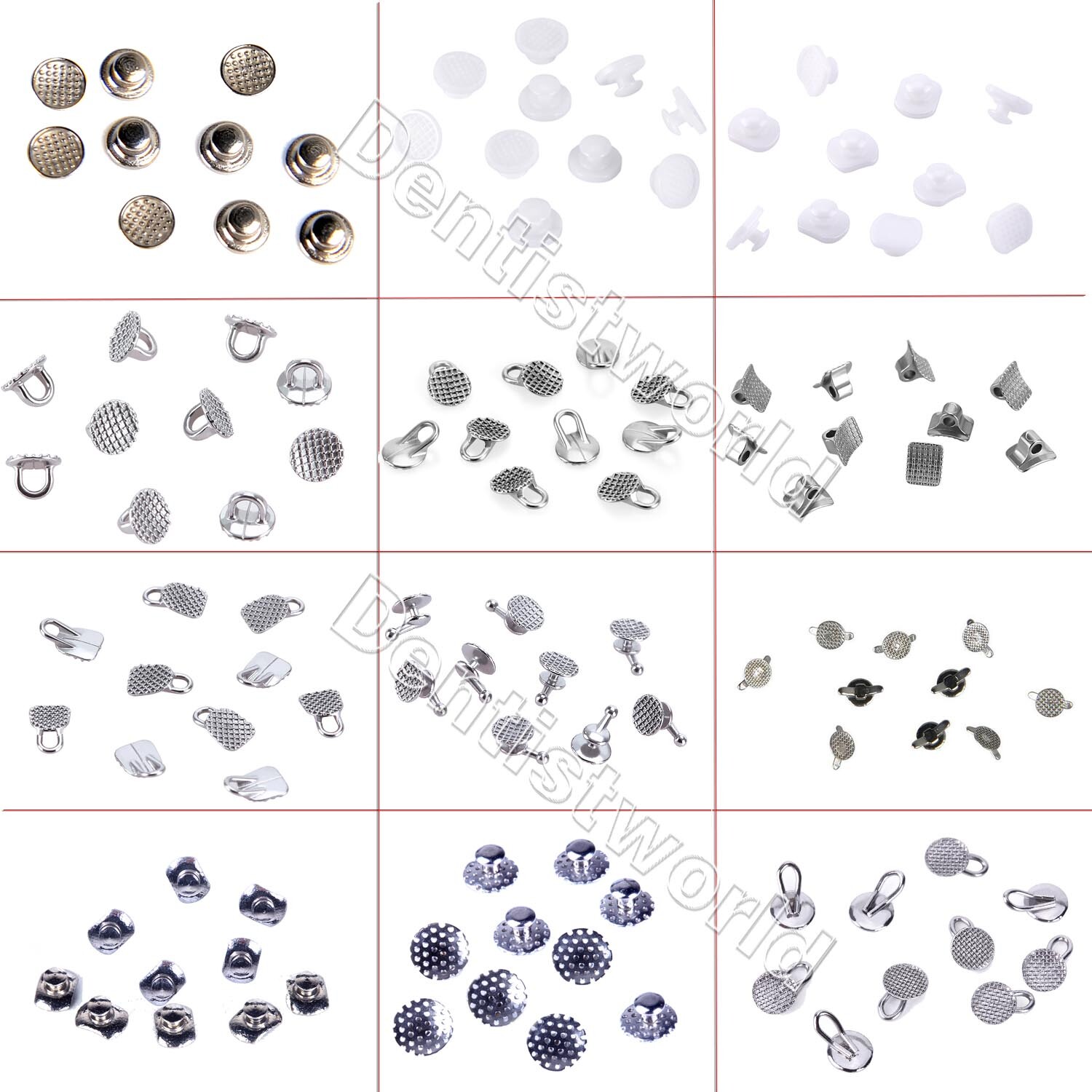 Dental Orthodontic Lingual Buttons Bondable Round/Rectangular Mesh Base 10Pc/Bag