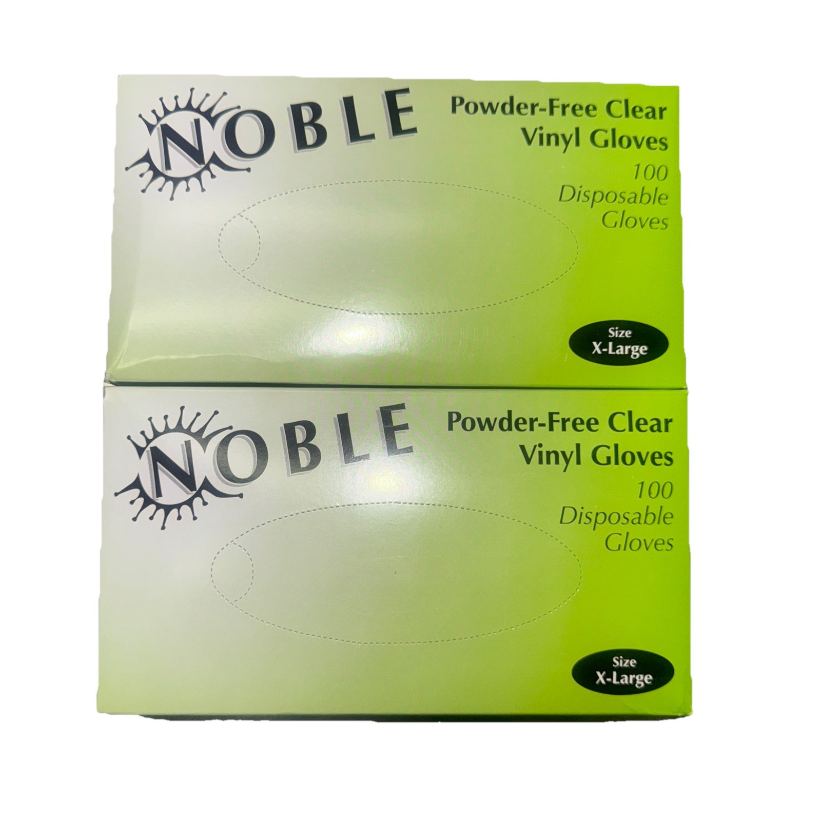 2 BOXES Noble Vinyl Powder-Free Disposable Rubber Gloves CLEAR – 100 Pcs