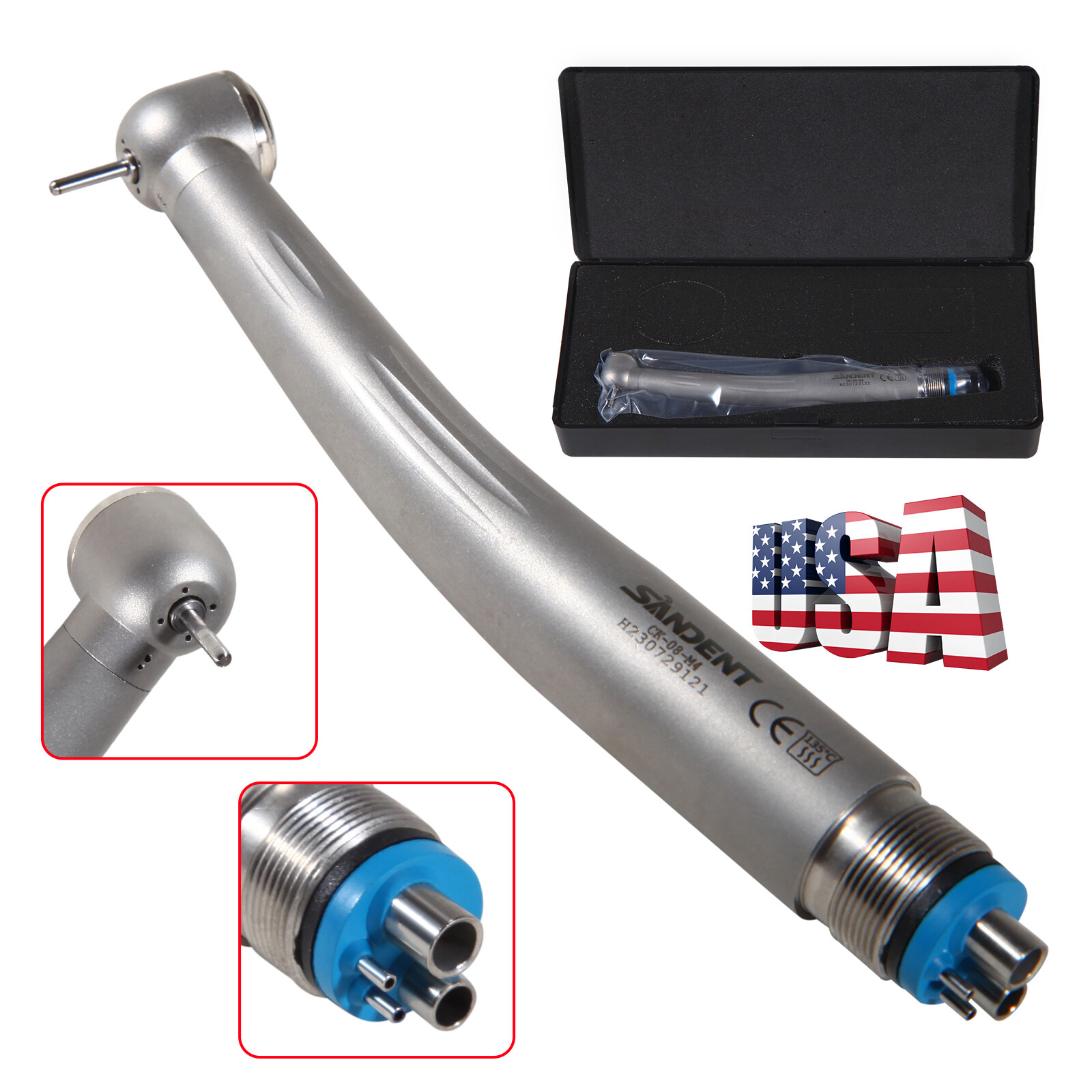 Dental High Speed Handpiece Ceramic Rotor Push Button 4 Holes Single Spray Mz