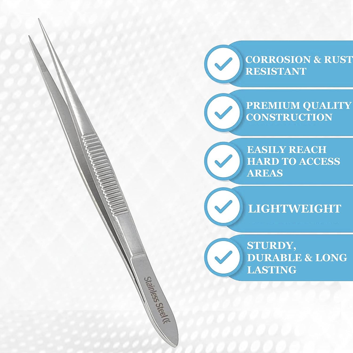 8″ Stainless Steel Precision Forceps with Fine Straight Serrated Tips for Lab