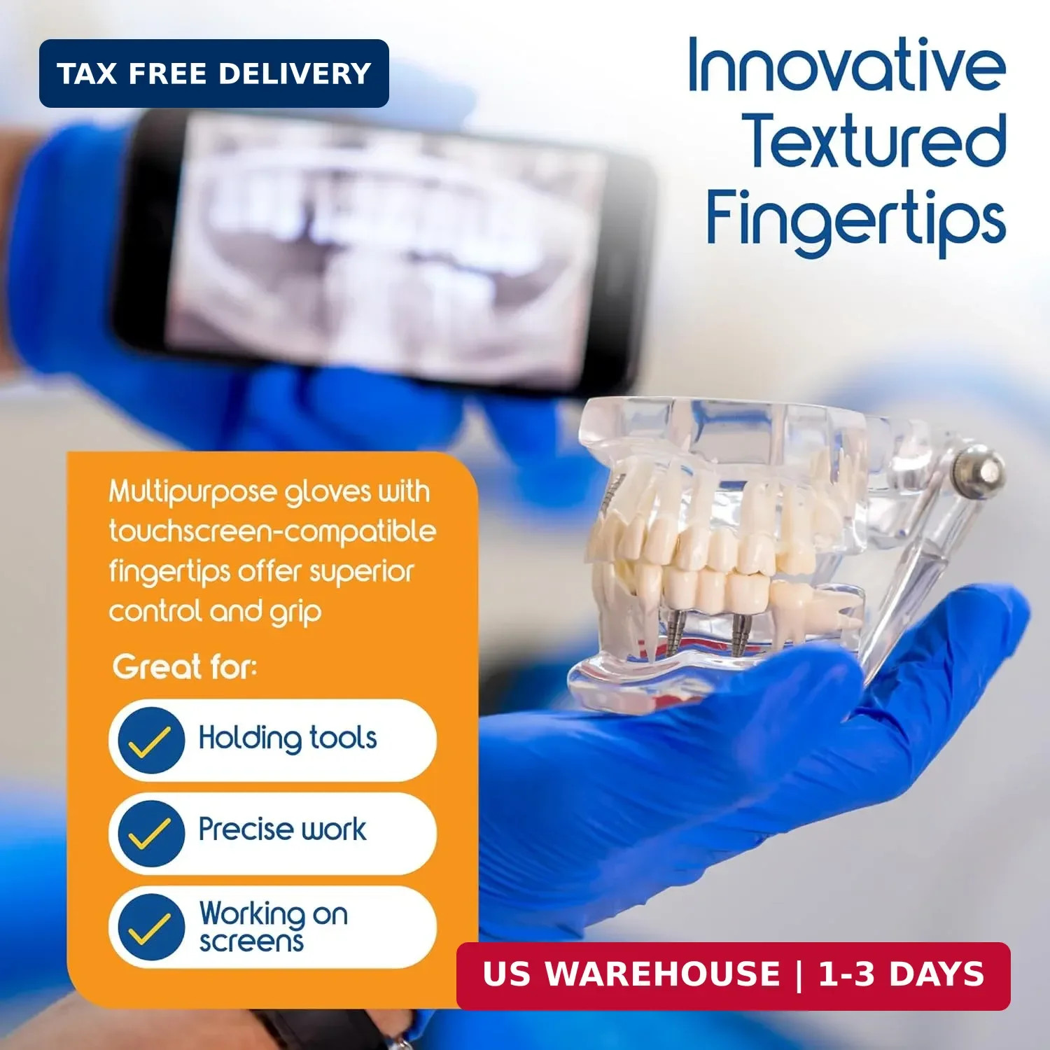 Inspire Cobalt Blue Nitrile Disposable Gloves | 4.5 Nitrile Safety Medical Exam