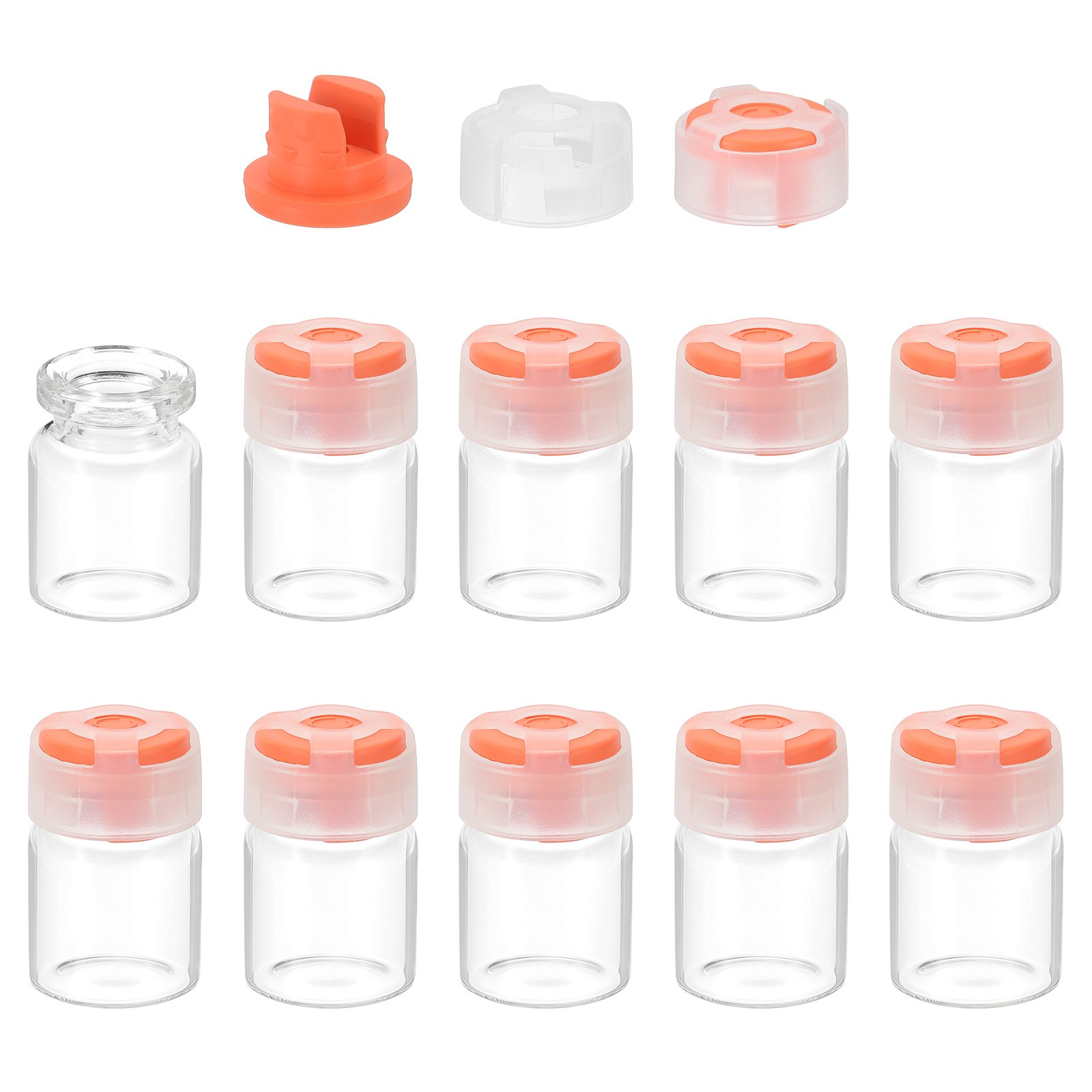3ml Clear Glass Sample Vials, 10Pcs Small Liquid Bottles, Orange