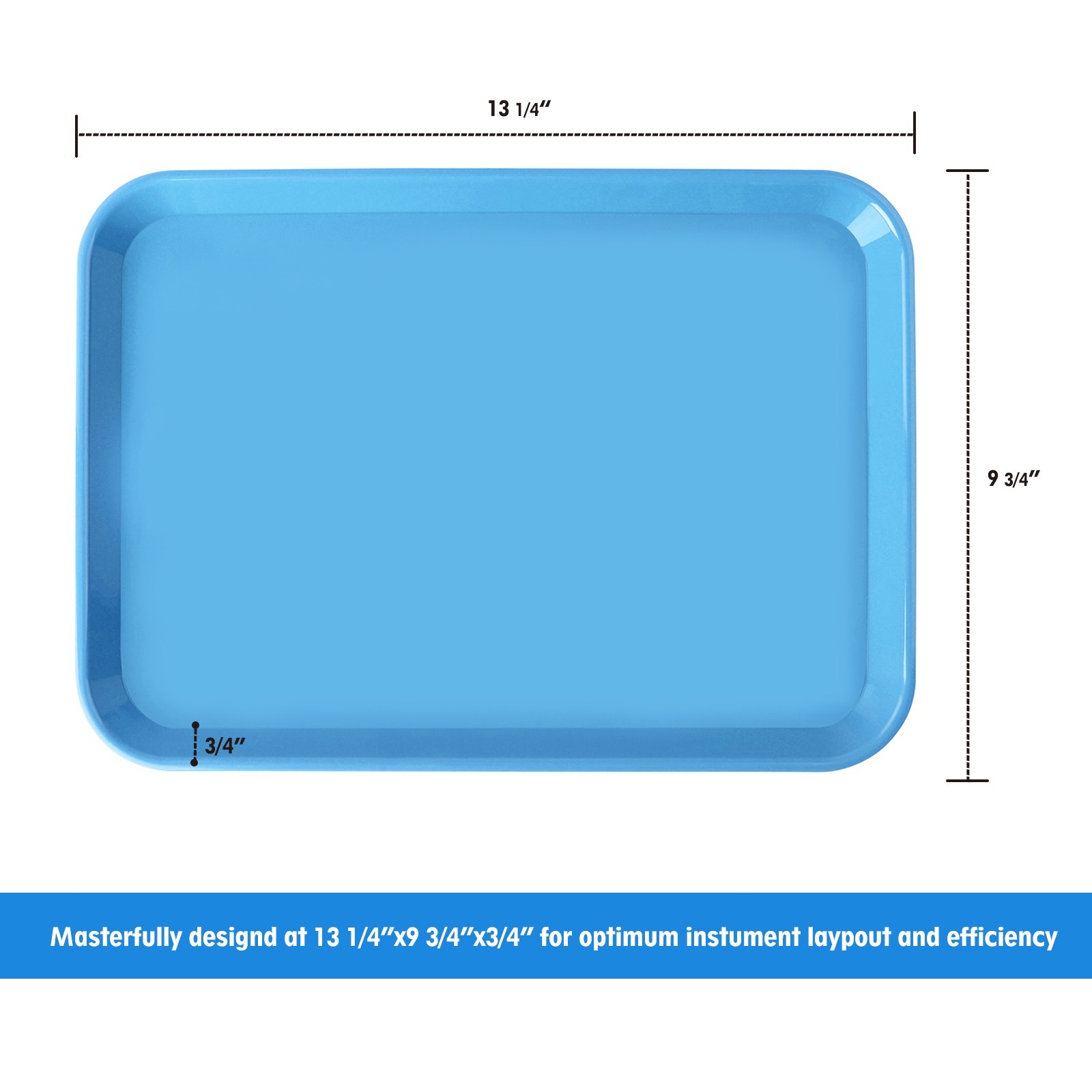 Dental Instrument Tray Autoclavable Plastic Flat Setup Tray Size B Anti-Skid