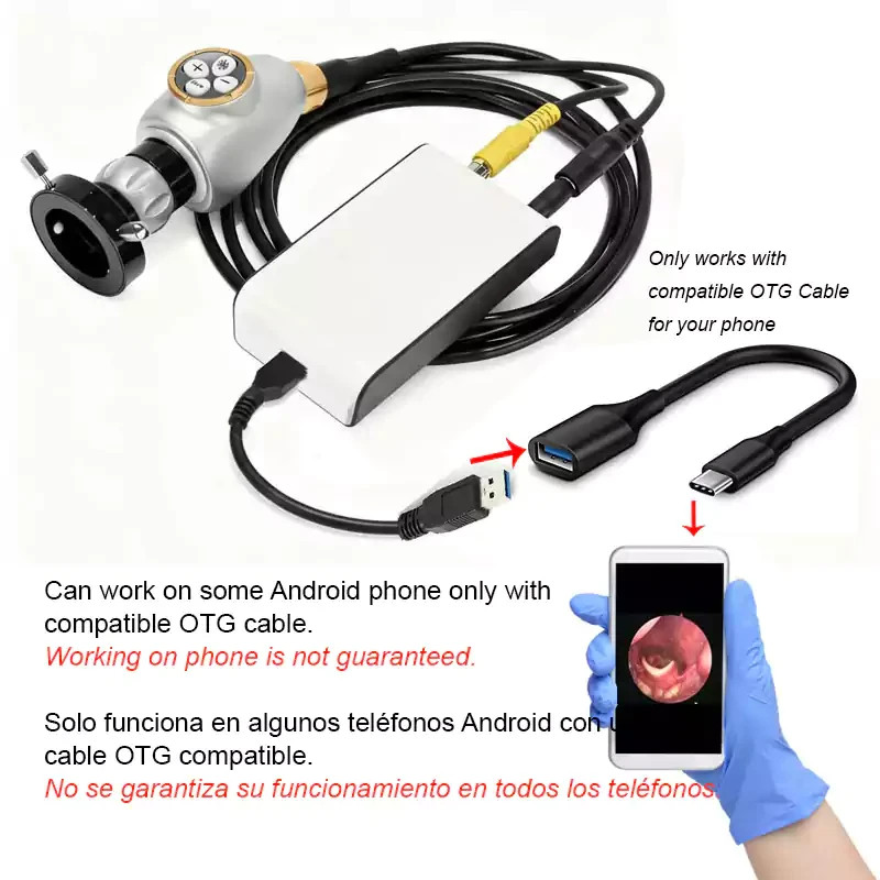 USB Endoscopy Camera HD w/ Portable Cold LED Light Source for Rigid Endoscopes