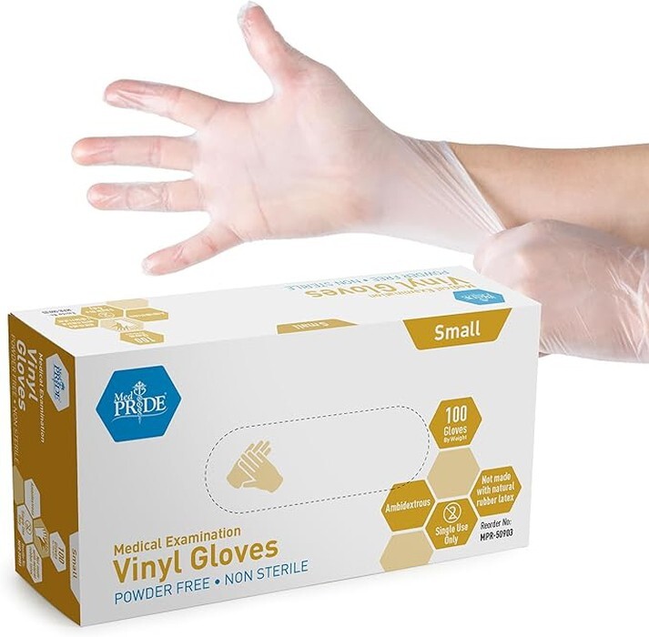 MedPride Medical Examination Vinyl Gloves N/S Powder Free-Small-1000 Gloves NEW