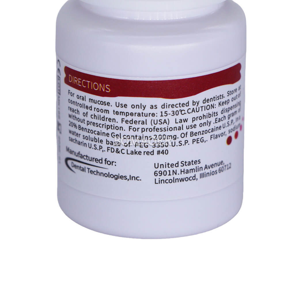 1-50×Dental 1oz (29.6g) Oral Anesthetic Gel Strewberry Prime Gel Bezoca ine 20%
