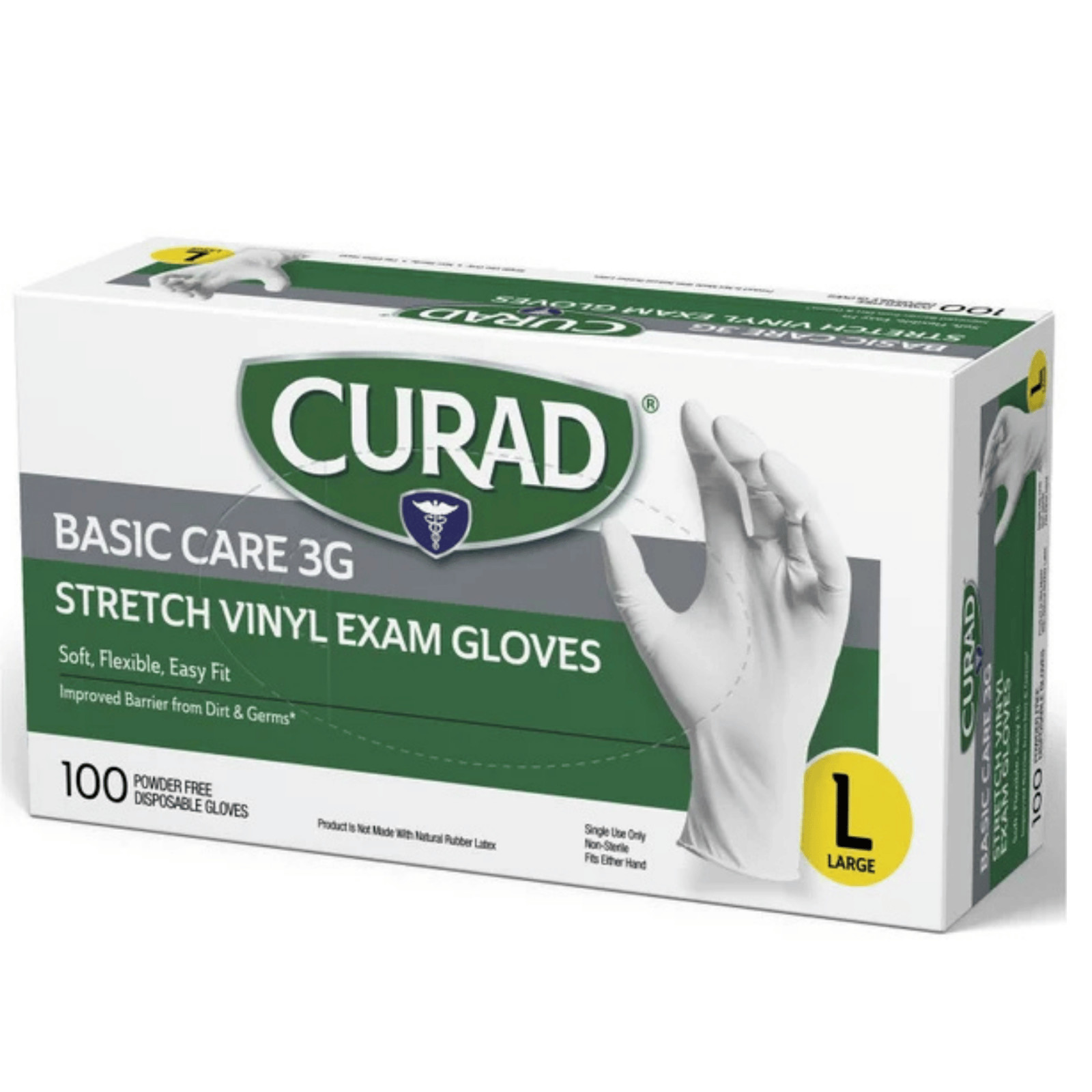 CURAD Basic Care 3G Stretch Vinyl Exam Gloves SMALL MEDIUM LARGE 300 Count