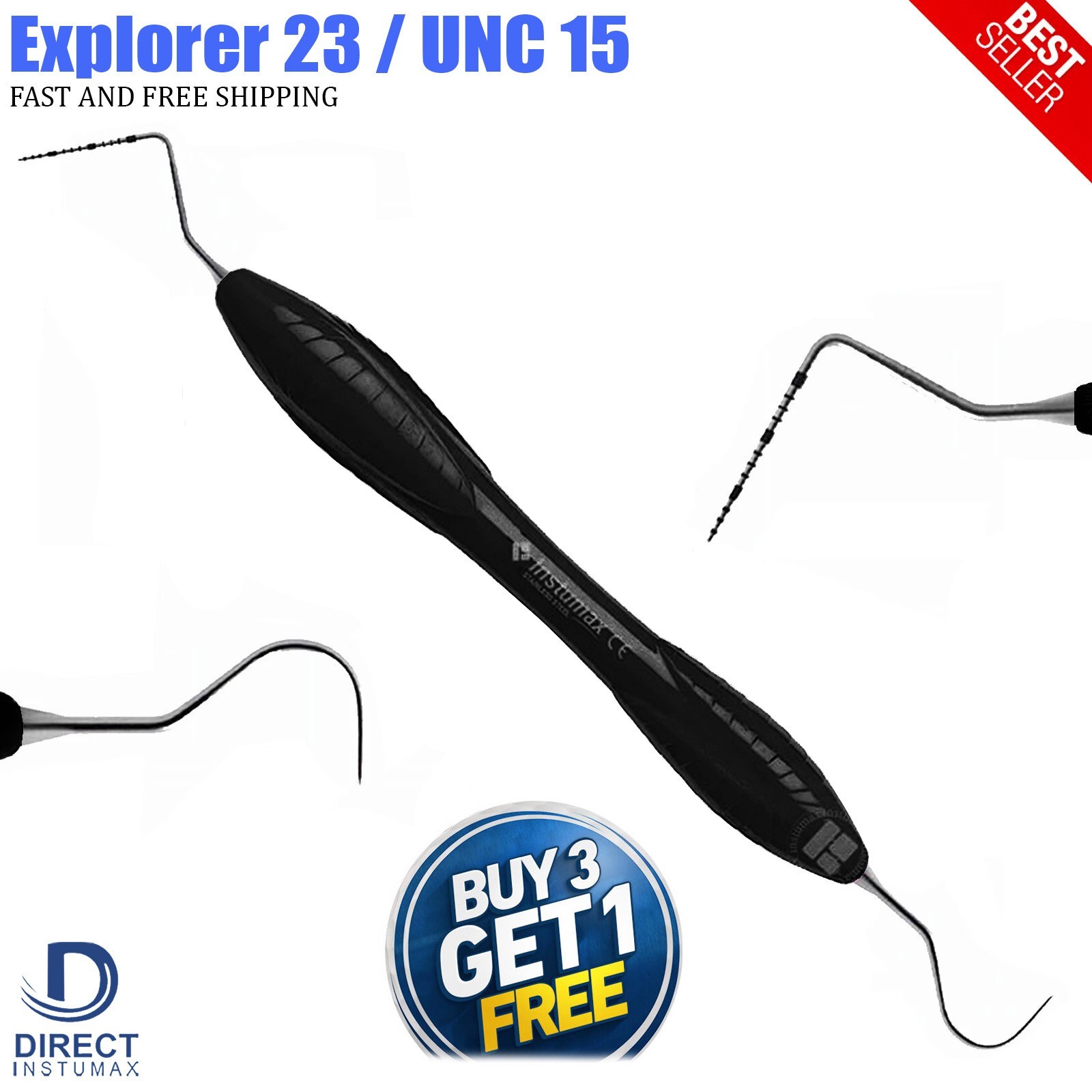Dental Perio Probe UNC 23/15 Explorer Silicone Handle Double Ended Instruments