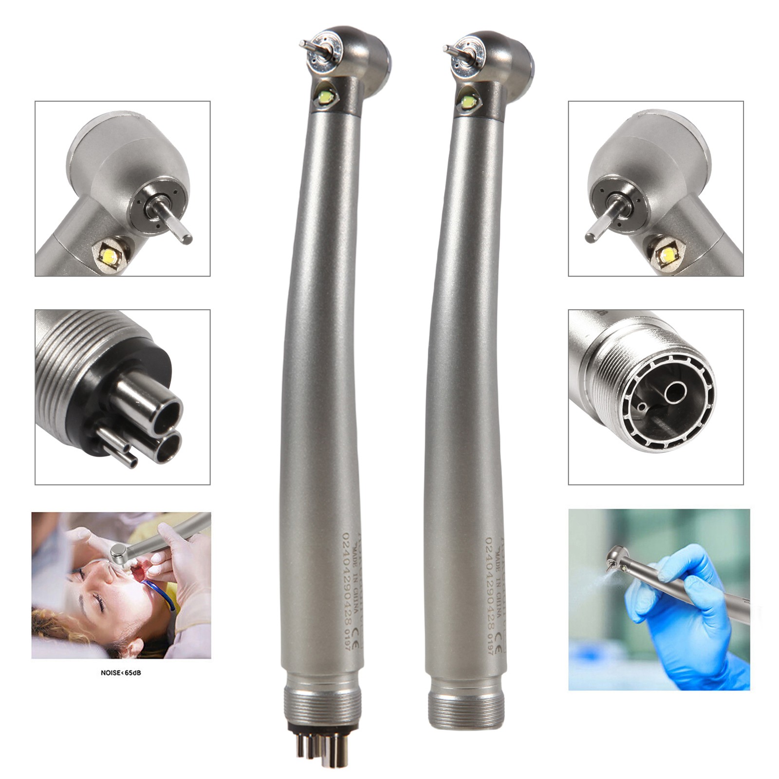 Dental Fiber Optic E-generator LED High Speed Handpiece Turbine 2/4H ASkeadnt ns