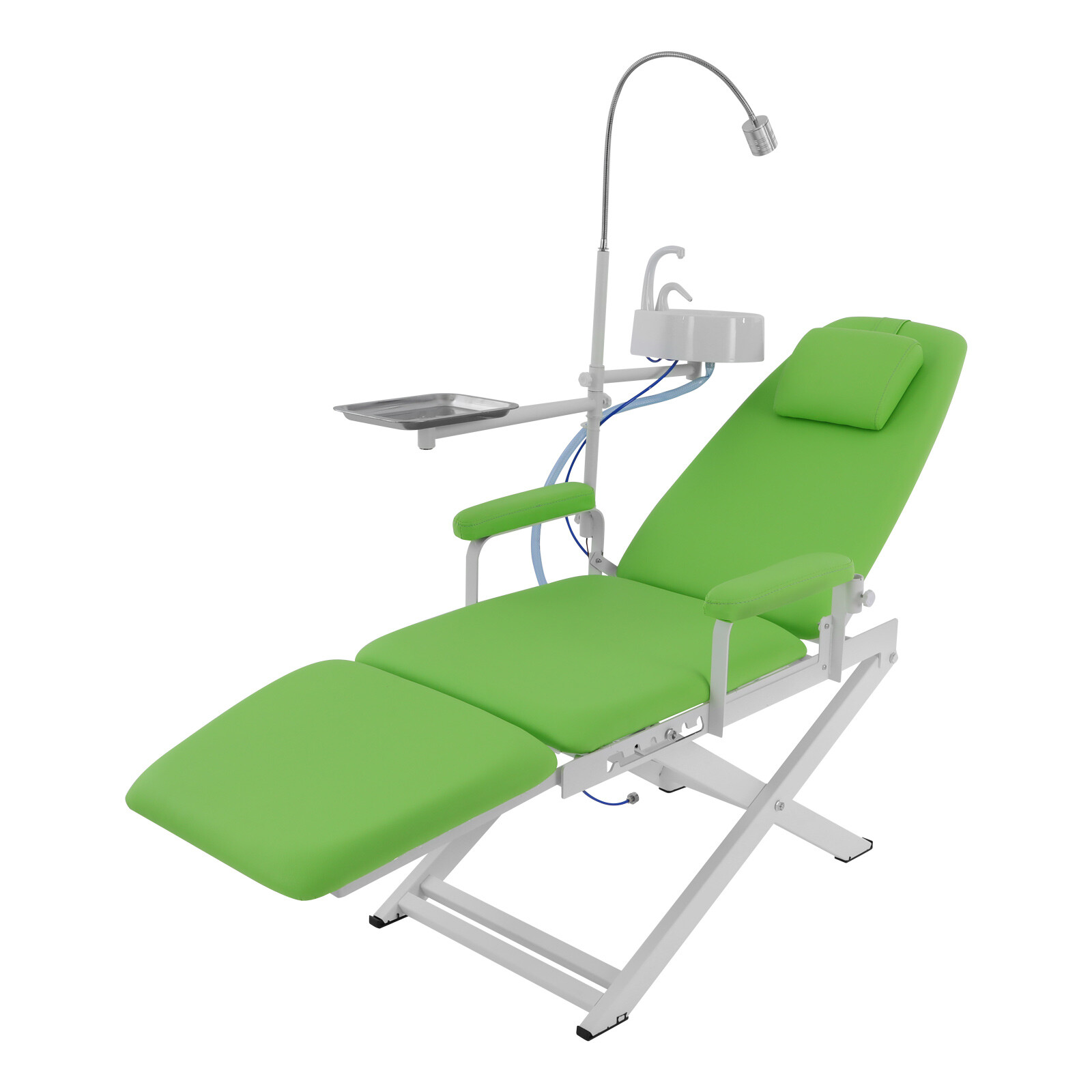 Portable Dental Chair Bed Folding Mobile Chair Tilt with LED Light & Basin &Tray