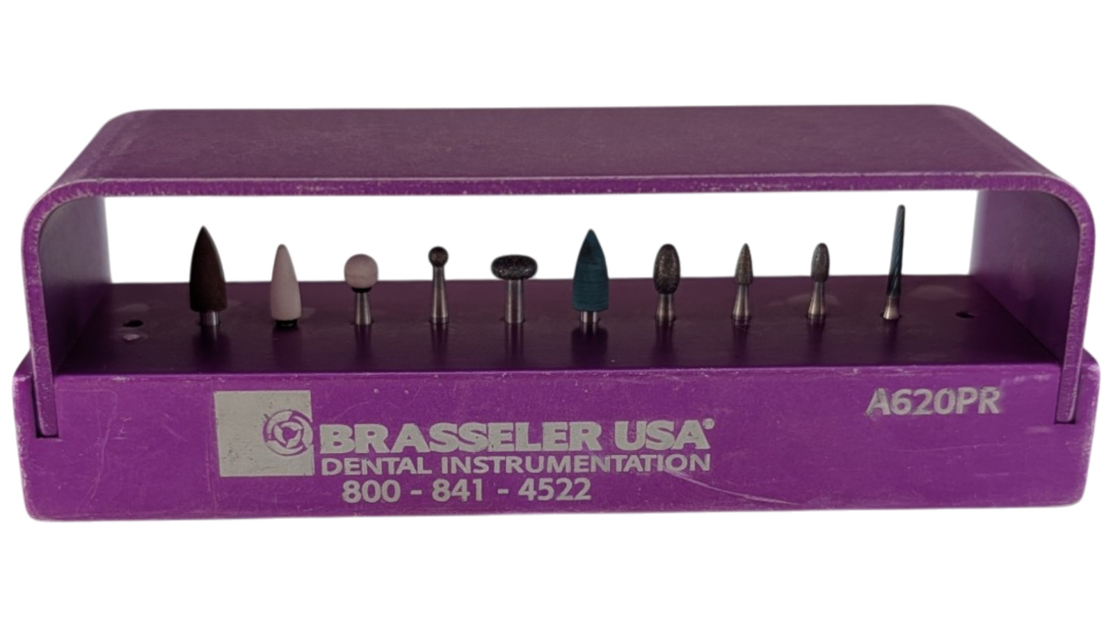 Brasseler USA A620PR Purple 12 Hole FG Bur Block 10 Assorted Burs