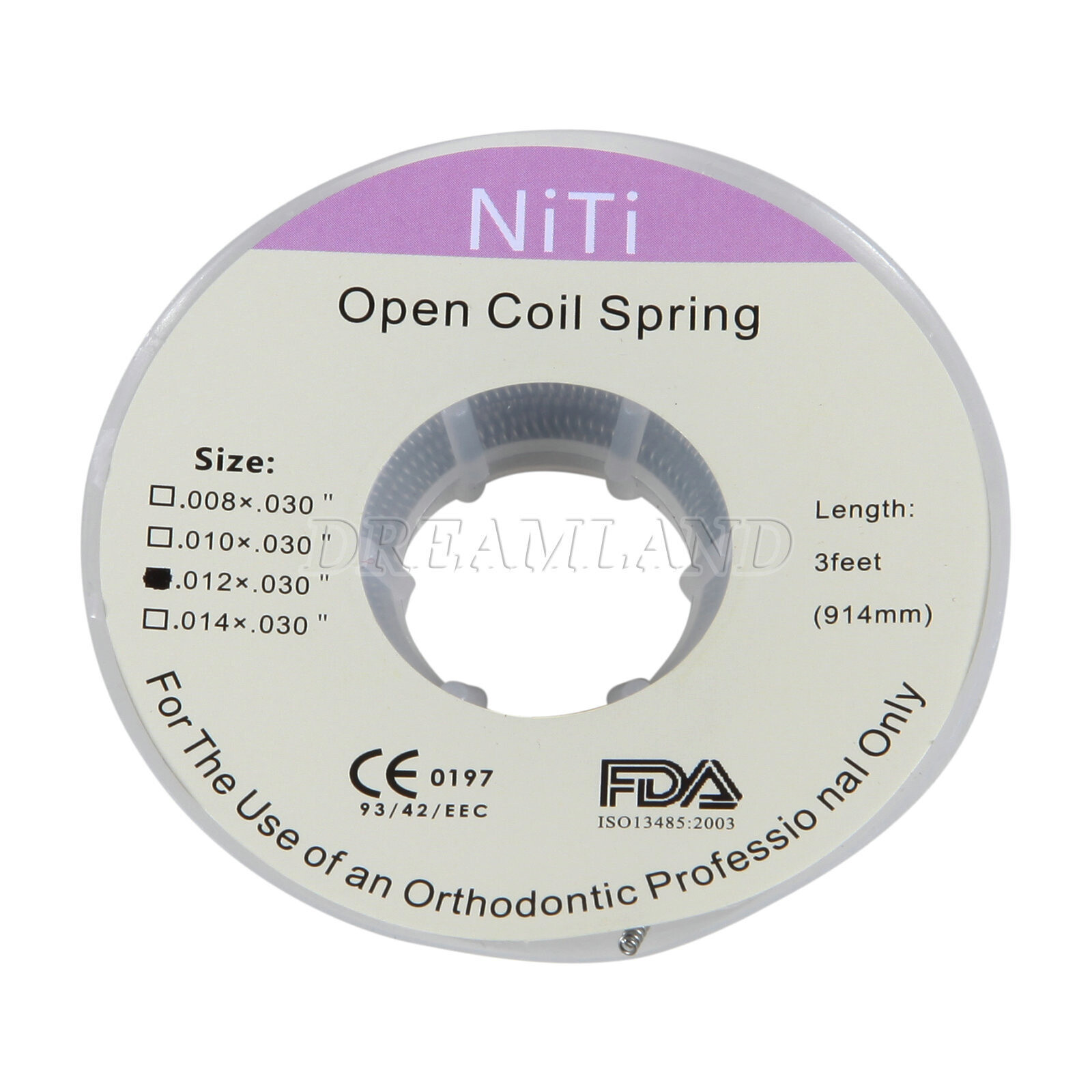 Dental Orthodontic Niti Open Coil Spring Spool Dia.0.010/0.012 *030 ” inch 914mm