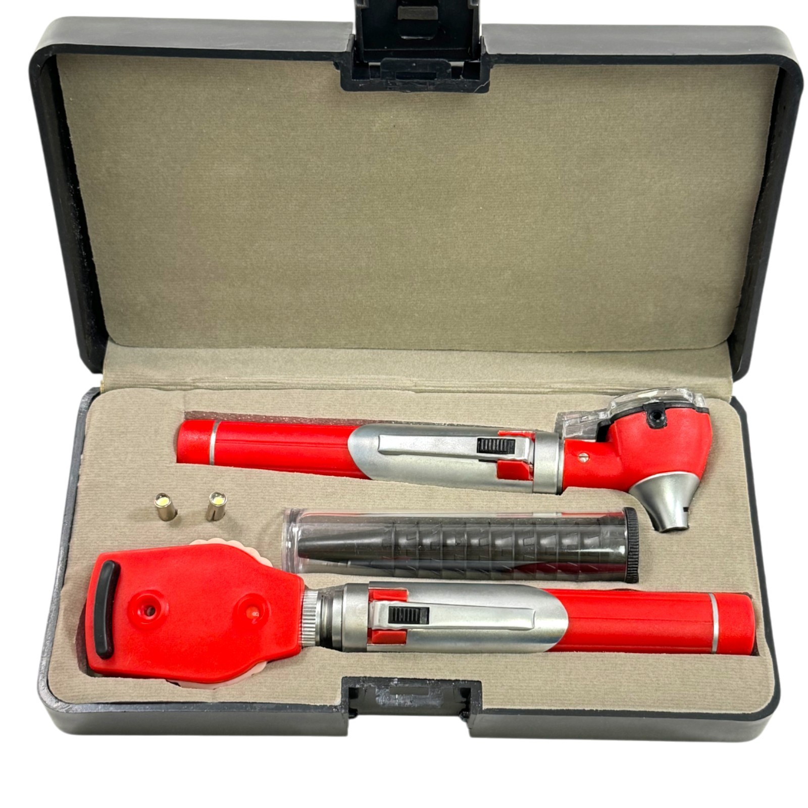 New FIBER OPTIC Otoscope Ophthalmoscope Examination LED Diagnostic ENT SET-Red