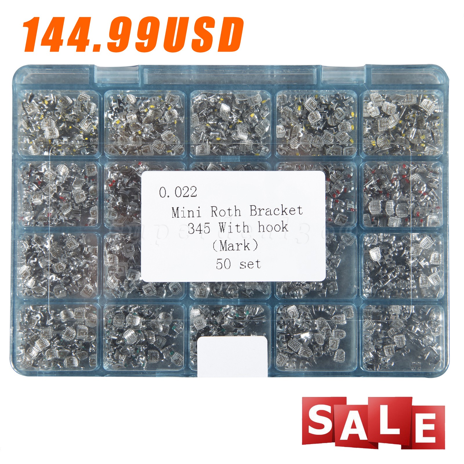 1000pcs Dental Metal Orthodontic Bracket Brace Mini Roth.022 345 Hooks Mark