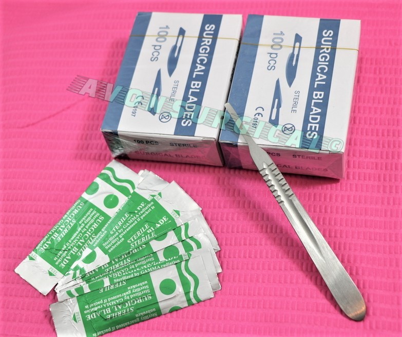 200 Scalpel Blades #15C + Scalpel Handle #3 Surgical Dental ENT Instruments