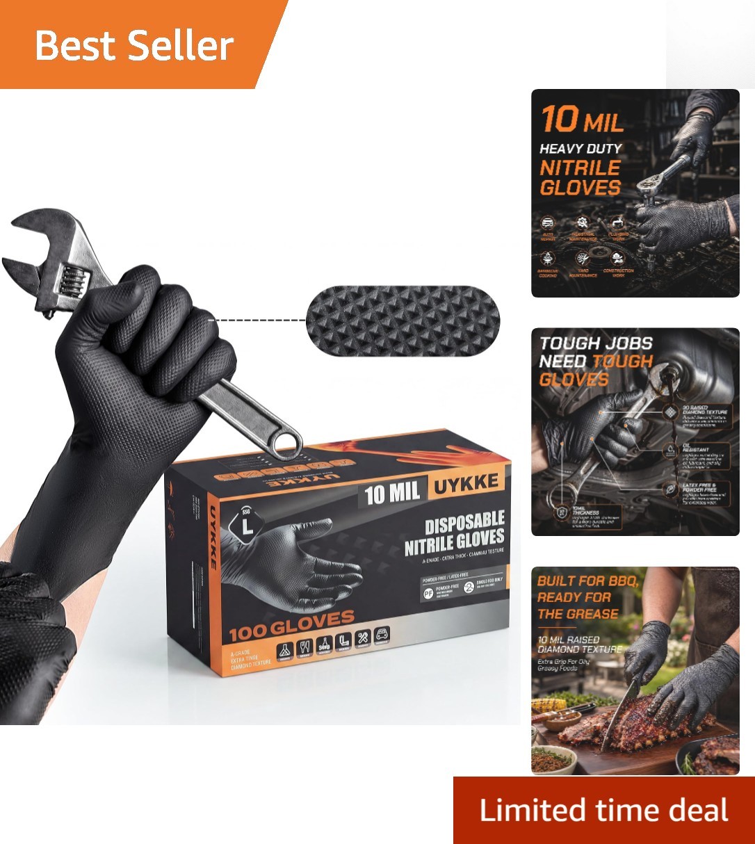 Versatile 10mil Disposable Nitrile Gloves – Waterproof, 1000 Count for All Tasks