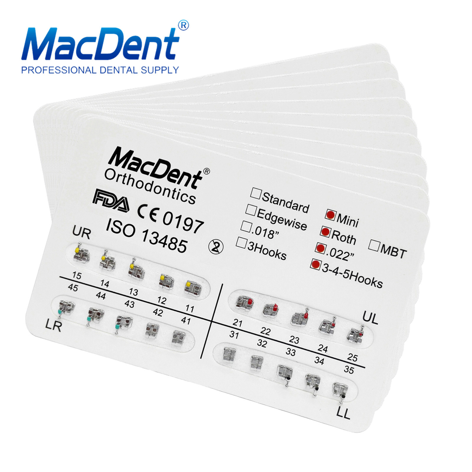 MacDent Dental Orthodontic Braces Bracket Mini Roth.022 Hook345 Arch Wire Nature