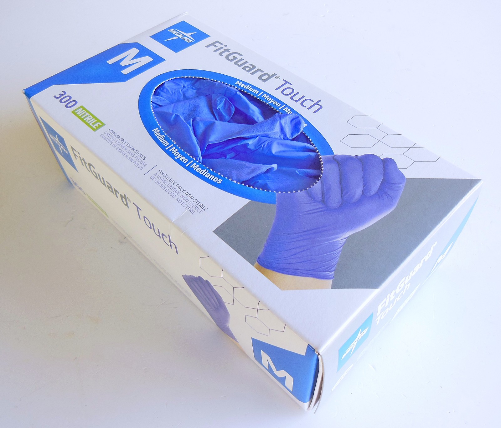 Medline FitGuard Touch Nitrile Powder Free Exam Gloves, Med, 290+ Ct, Open Box