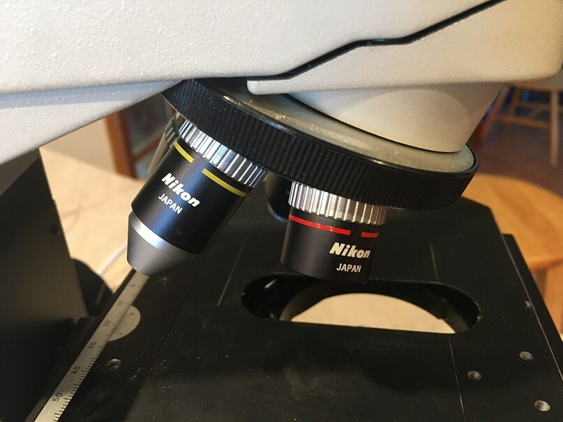 Nikon Labophot Microscope WITH 4 NIKON OBJECTIVES. Note WITHOUT EYEPIECES