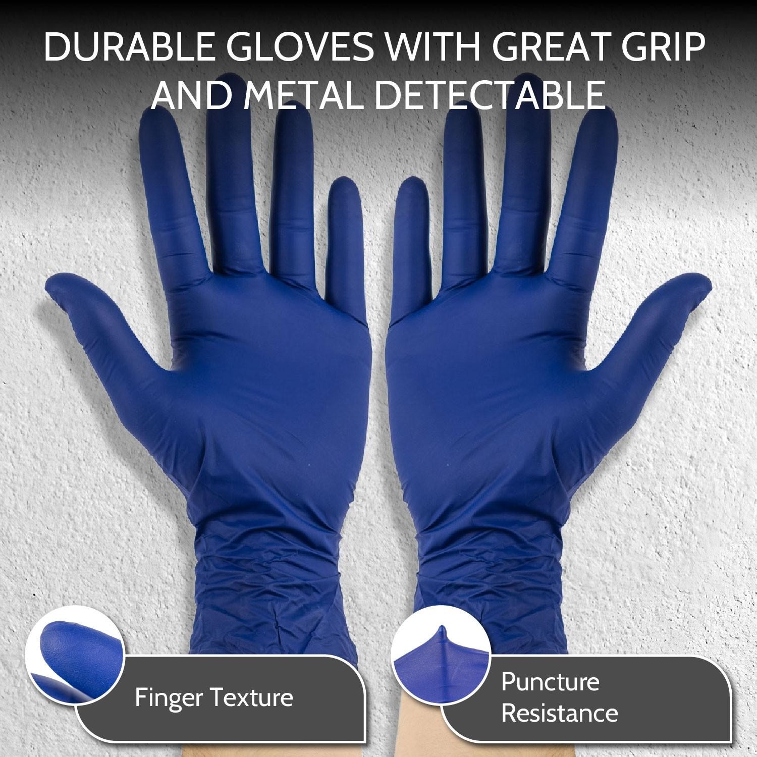 40000 Industrial/Non-Exam Blue Nitrile Metal Detectable Disposable Gloves Medium