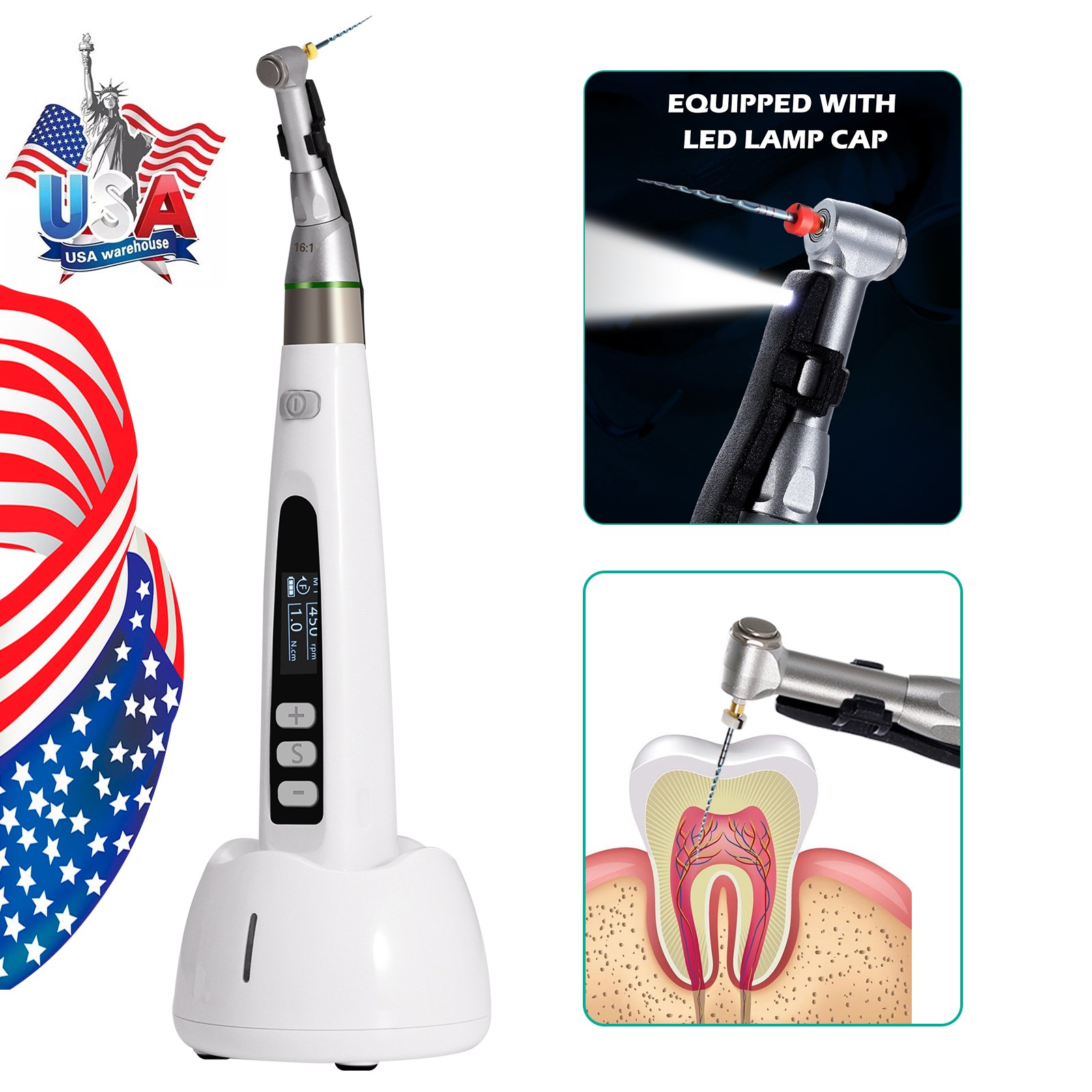 LED Dental Endo Motor 16:1 Contra Angle Y-smart / Apex Locator Micropex /Files