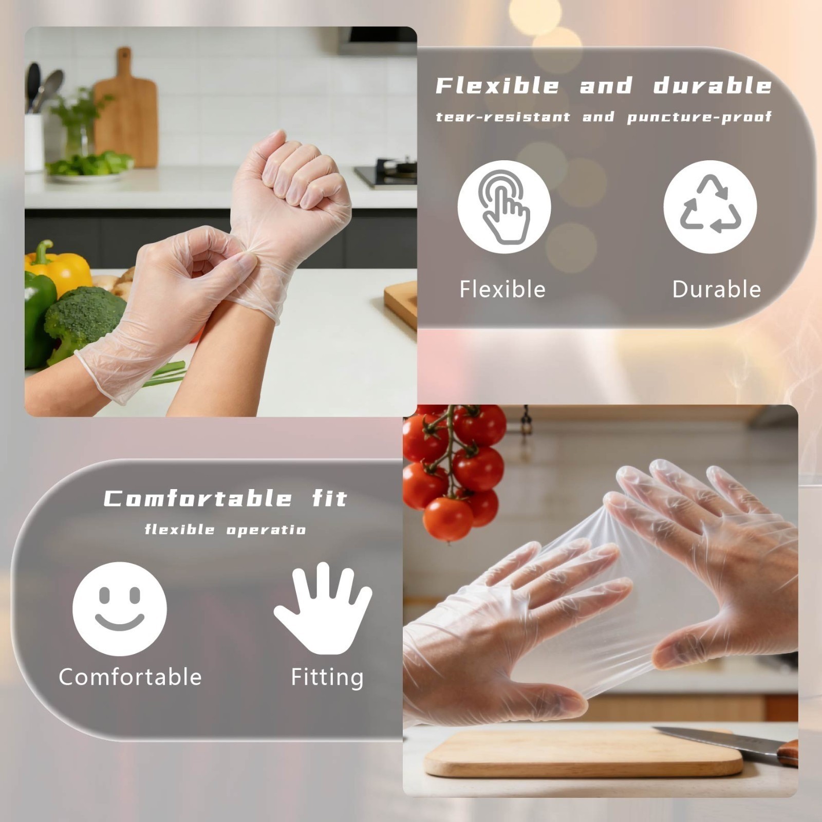 400-Count Clear TPE Disposable Gloves: Food Service & Powder-Free (M/L Sizes)