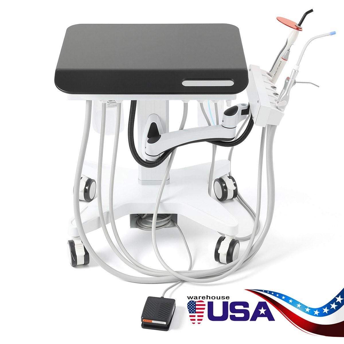 FDA Dental Portable Delivery Unit Air Compressor Cart /w+ Surgical Lamp Light 4H
