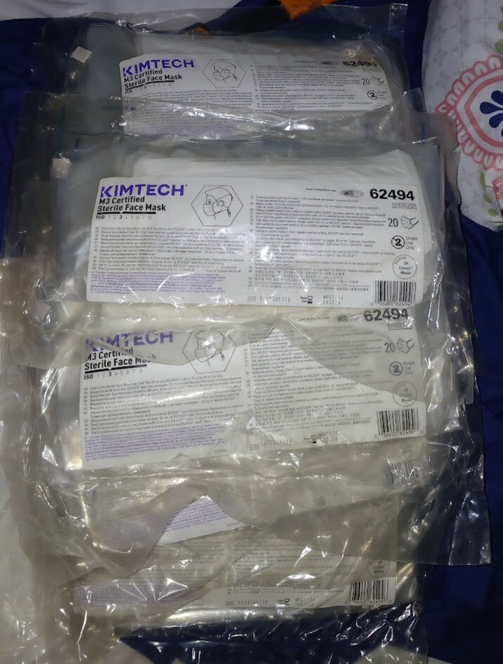 New Kimtech 62494 M3 Certified Sterile White Face Masks 9 Bags of 20 Exp 08/2026
