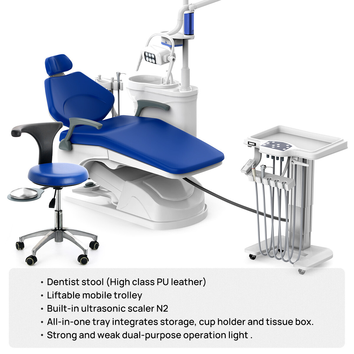 Dental Unit Chair DC Motor Computer Controlled PU Hard Leather Doctor ‘s Stool