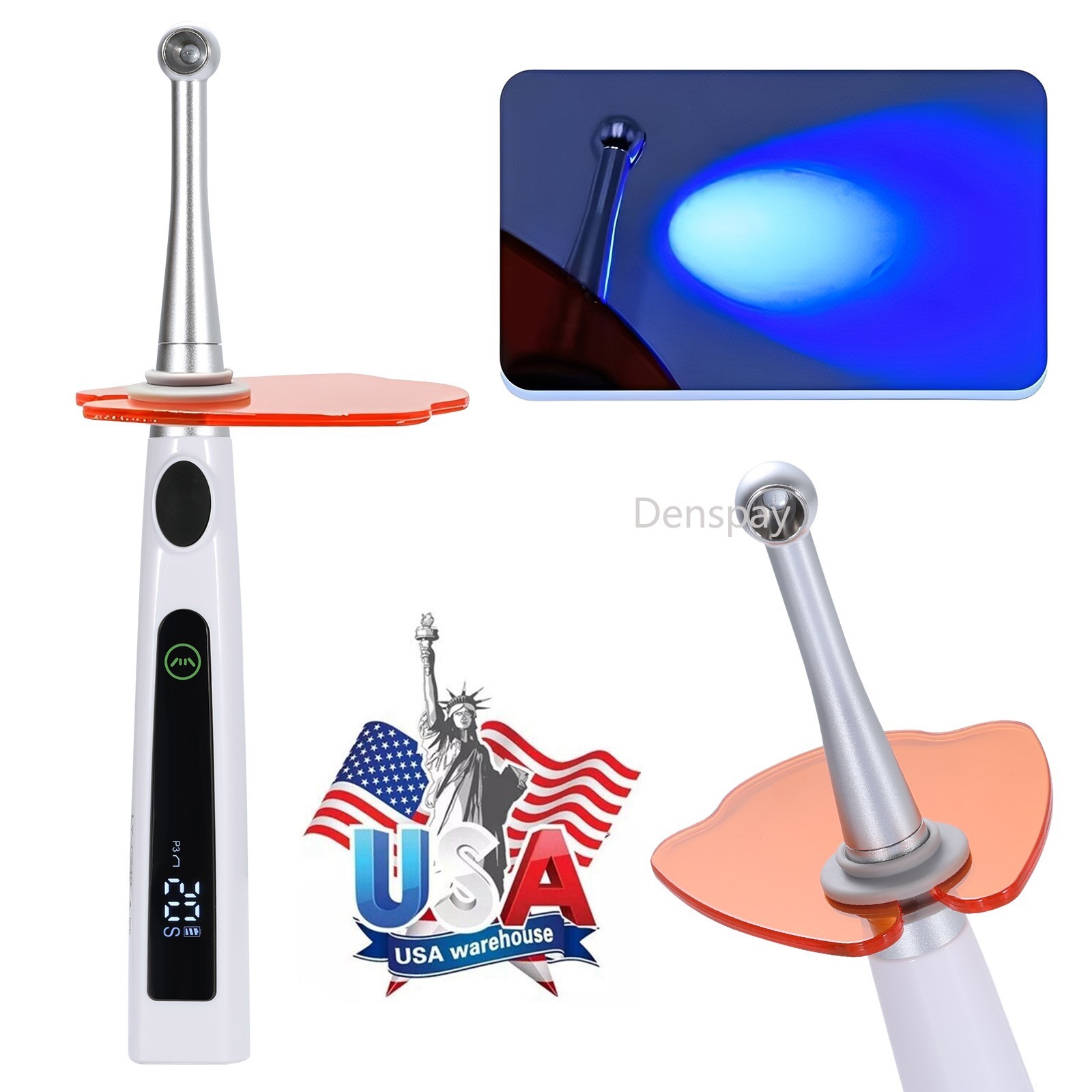 Dental Cordless LED 1S Light Cure Lamp Metal Head Curing Light 360° 4 Modes USA