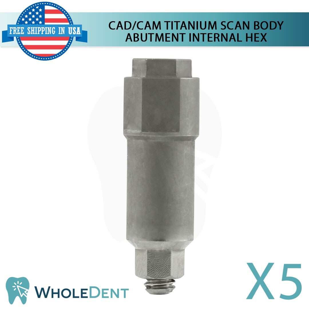 5X Titanium Scan Body Post CAD/CAM 10.0mm Length Dental Int Hex 2.42mm Library