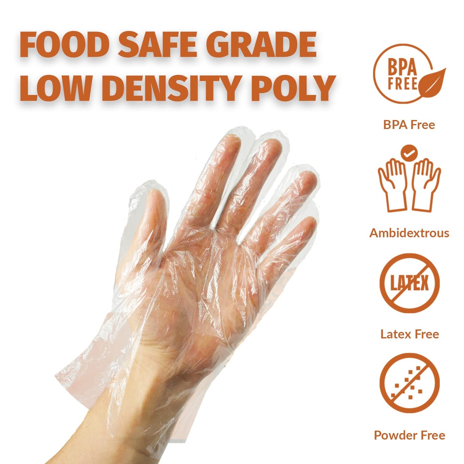 1000 Count Large Disposable Gloves – BPA Free Poly PE LDPE for Food Prep & Kitch