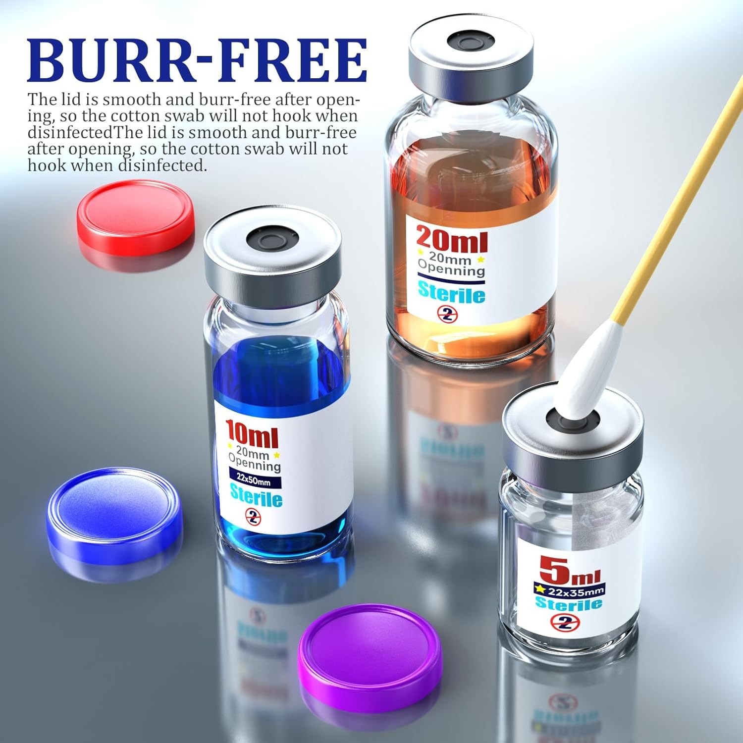 Pack of 10 Leak-Proof 5ml Sterile Vials with Aluminum Flip Cap for Laboratories