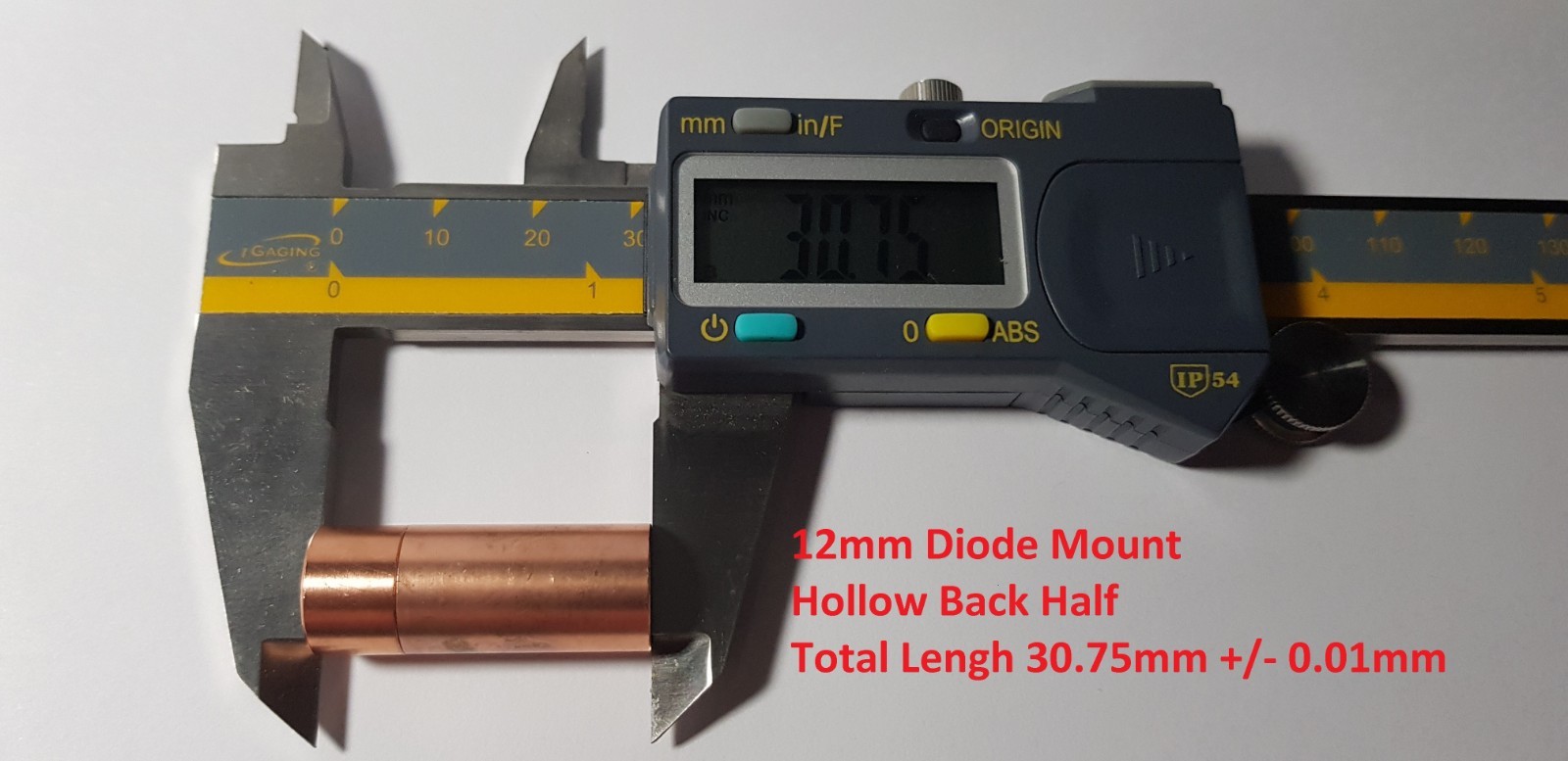 12mm Copper Laser Diode Mount Blank Modules – 3.8mm – 5.6mm – 9mm – DTR-CLMV5-12