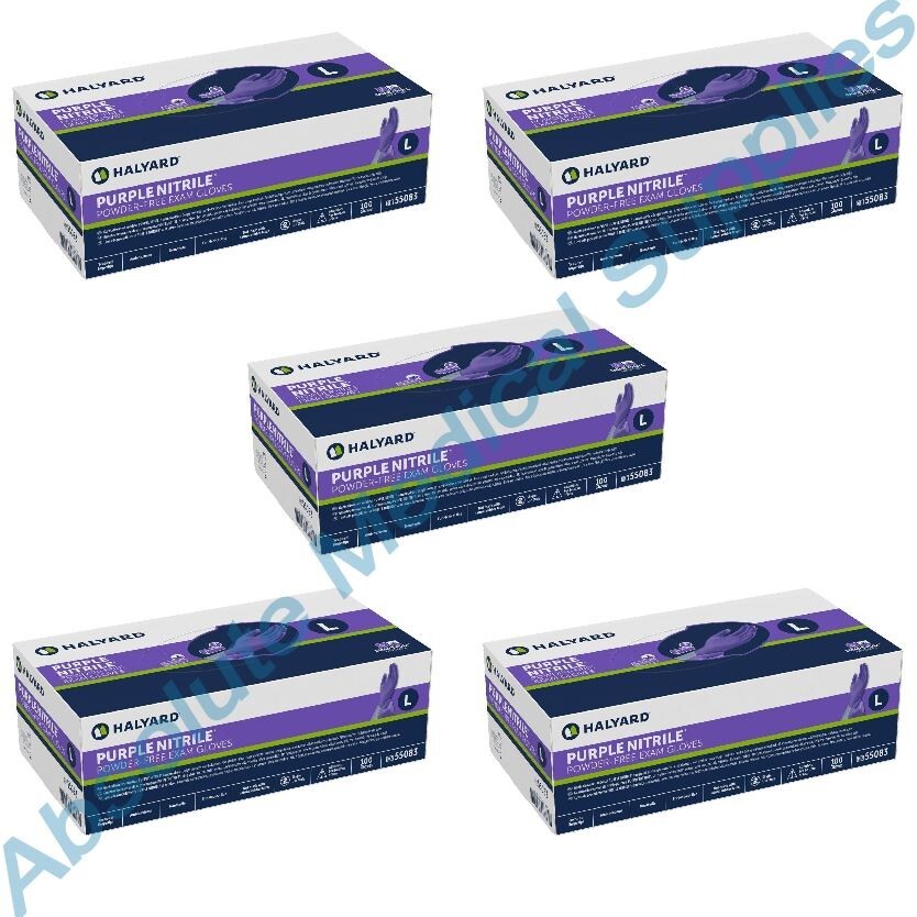 *500-Pieces* Halyard Purple Powder-Free Nitrile Exam Gloves Large 55083