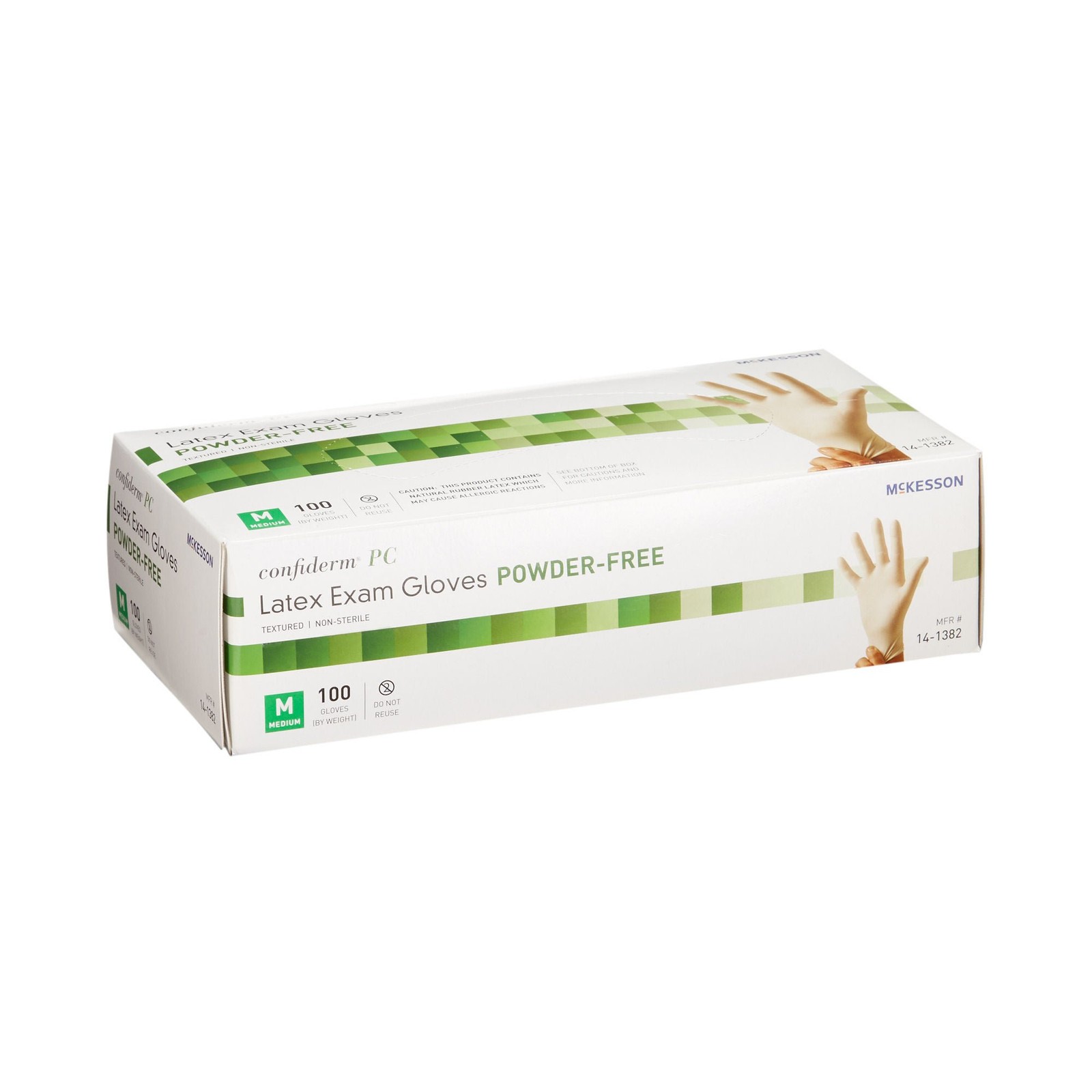 McKesson Confiderm Latex Exam Glove Standard Cuff Length MEDIUM 100 per Box